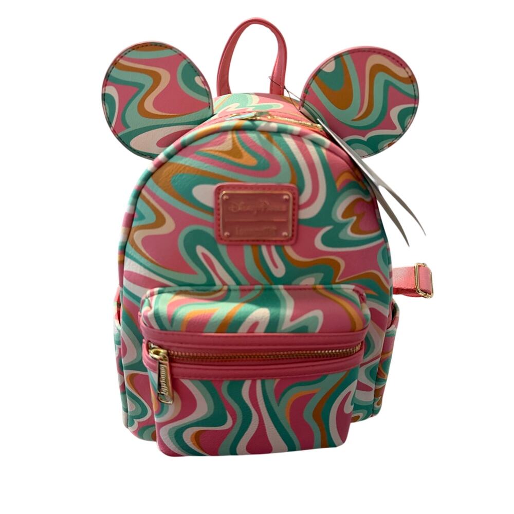 NEW Disney Mickey Mouse Loungefly Pink/Lime Swirl Collectible Backpack